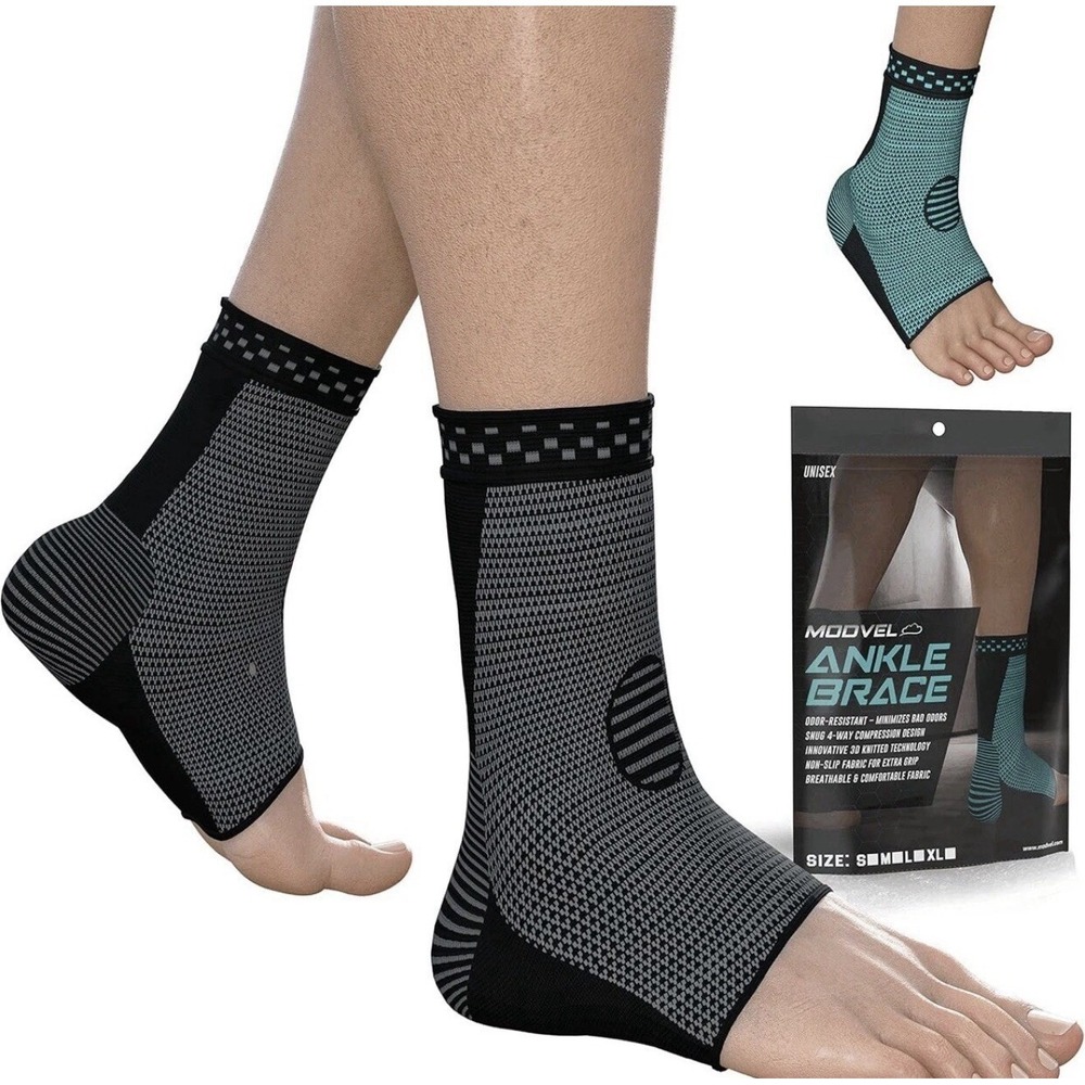 Modvel Ankle Brace Compression‎ Sleeve XL Black Pair Support Unisex NEW